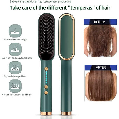 Hair Straightener Comb for Women & Men, Hair Styler, Hair Straightening Iron, Straightener Machine Brush/PTC Heating Electric Straightener with 5 Temperature - Multicolor