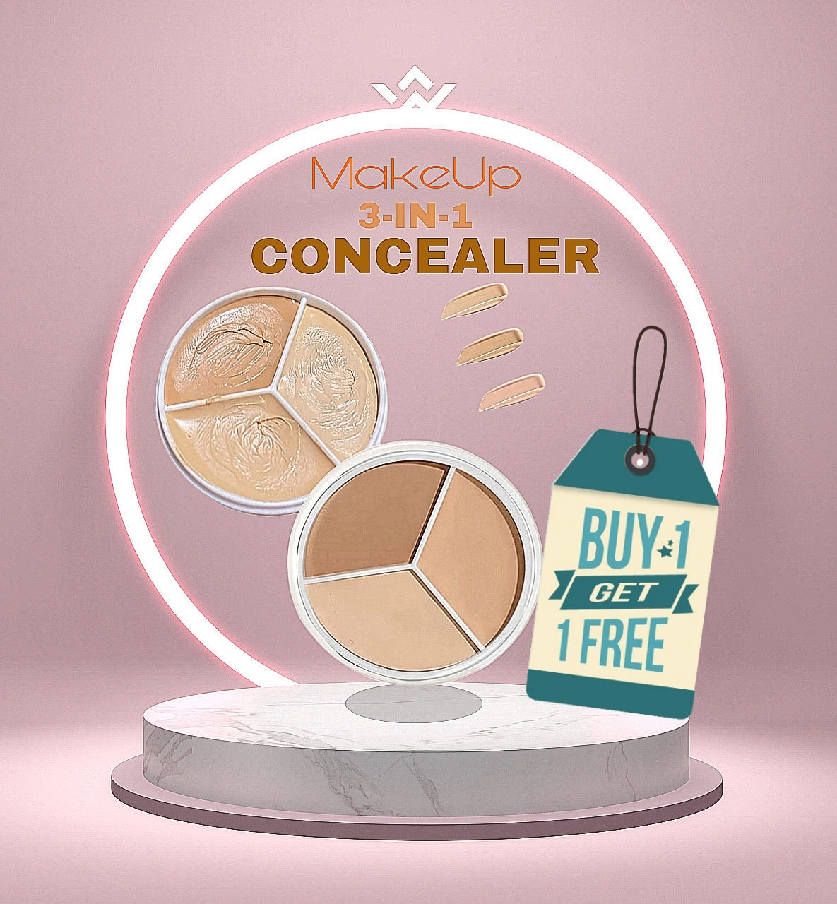 T FIT Buy 1 Get 1 Free, Cover Up All Pro Concealer | 3 in 1 concealer palette Full coverage | Hides Blemishes, Flaws & Dark circle | Long-lasting.